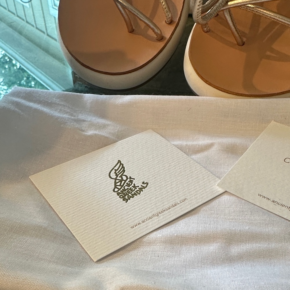 $280 New in Box Ancient Greek Sandals Gold Strappy Sandals sz 36 - Picture 6 of 13